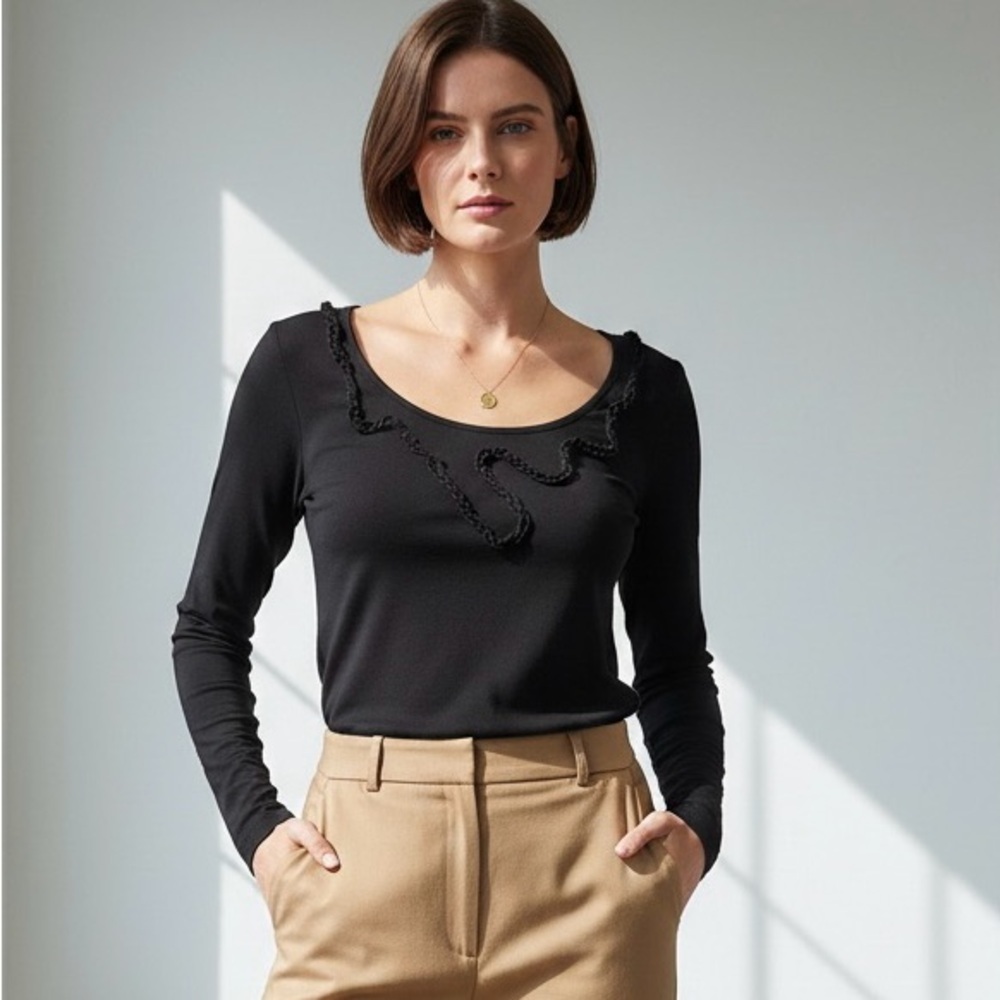 Mac and Jac Black Long Sleeve Top Small